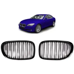 Doppelsteg Kühlergrill Schwarz GLANZ Performance passt passend für BMW 7er F01 F02 08-15