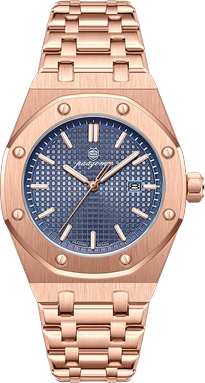 Fashion Sheath Paazomu Luxury Business Men Watch Stainless Steel Quartz Watches For Men rose Gold Blue