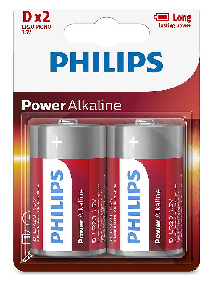 Philips Batterien - LR20 - 2 Stück - onesize