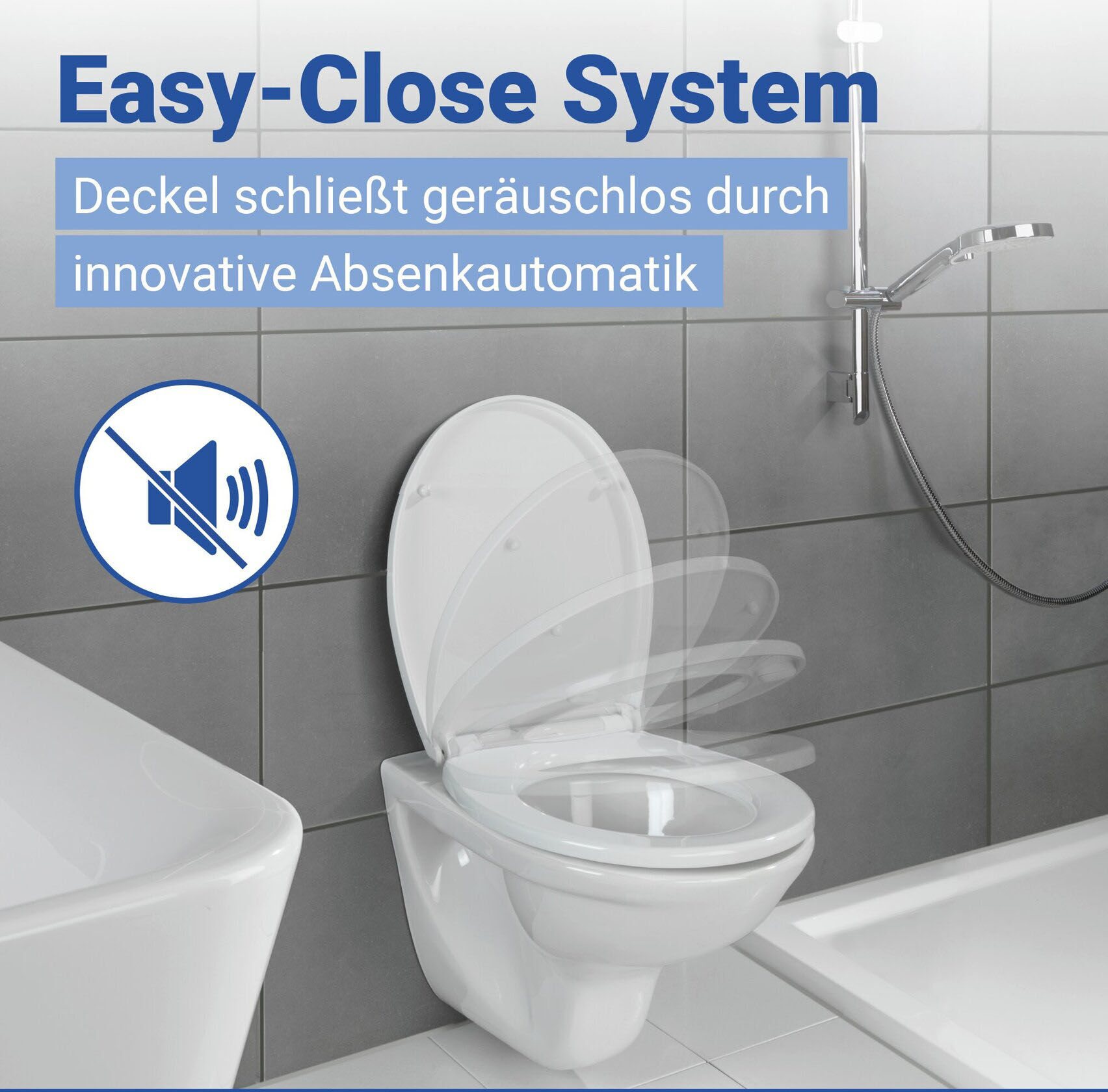 WC-Sitz WENKO "Ostuni", weiss (weiß), B:37cm L:44,5cm, Edelstahl, Thermoplast, WC-Sitze, WC-Sitz, Thermoplast, belastbar mit 300 kg, mit Absenkautomatik weiß Einheitsgröße