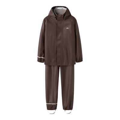 Regenmantel NAME IT "NKNDRY10 Regenjacke und Hose im Set", Jungen, Gr. 116, braun (seal braun), Web, Obermaterial: 100% Polyester, unifarben, regular fit normal, elastischer Bund, Mäntel Regenanzug, Keine Latzhose Unifarben, casual, regular fit,...