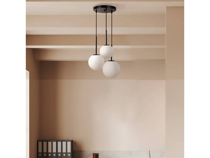 Suspension Basicform - Type D Ø 40cm Noir Verre dépoli / Métal mixte E14
