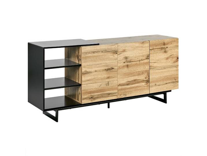 SIDEBOARD mit 2 Türen Braun/Schwarz Fiora