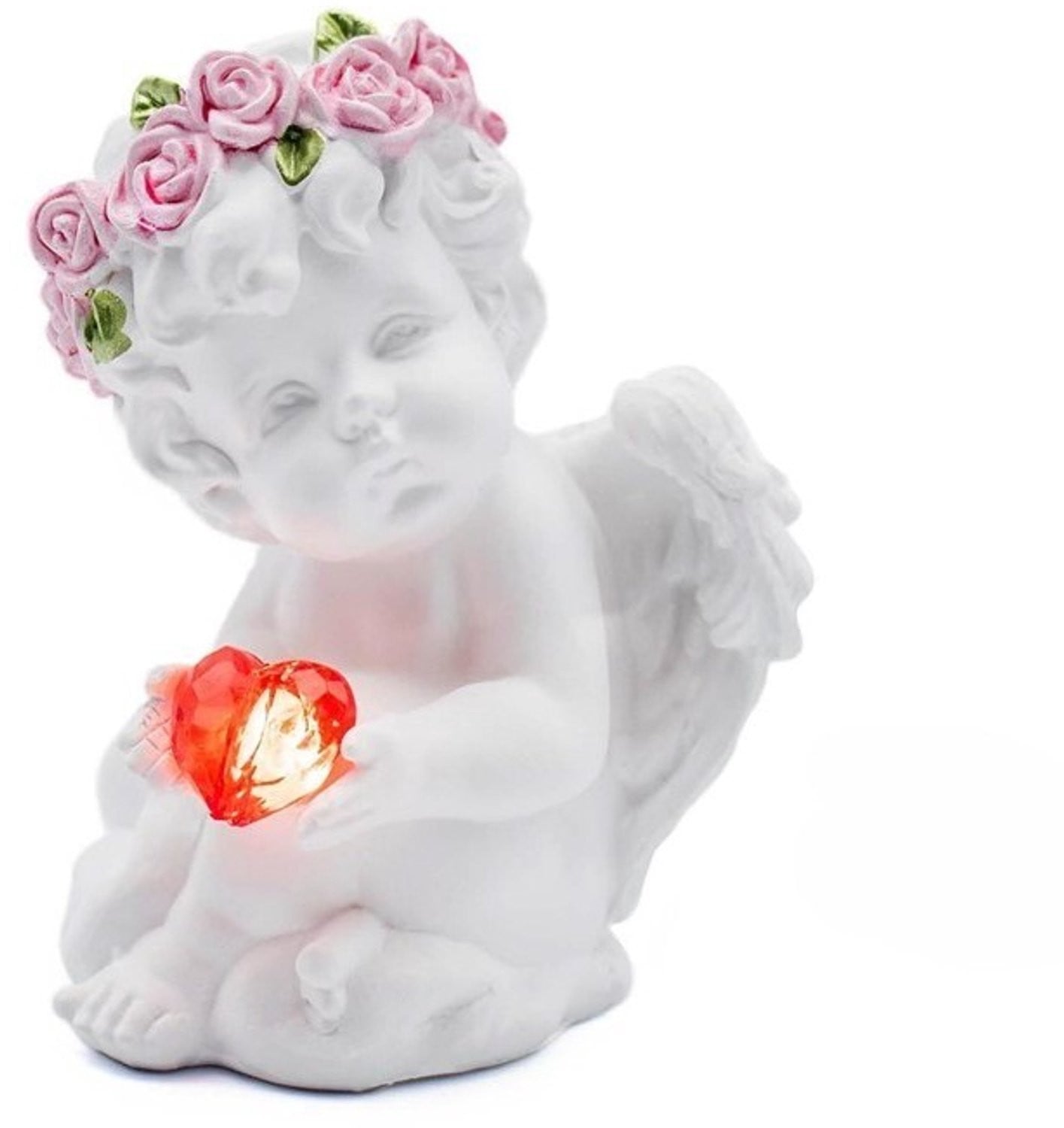 Engel Wit - Engeltje met licht - Tafeldecoratie - Hoogte: 10 cm
