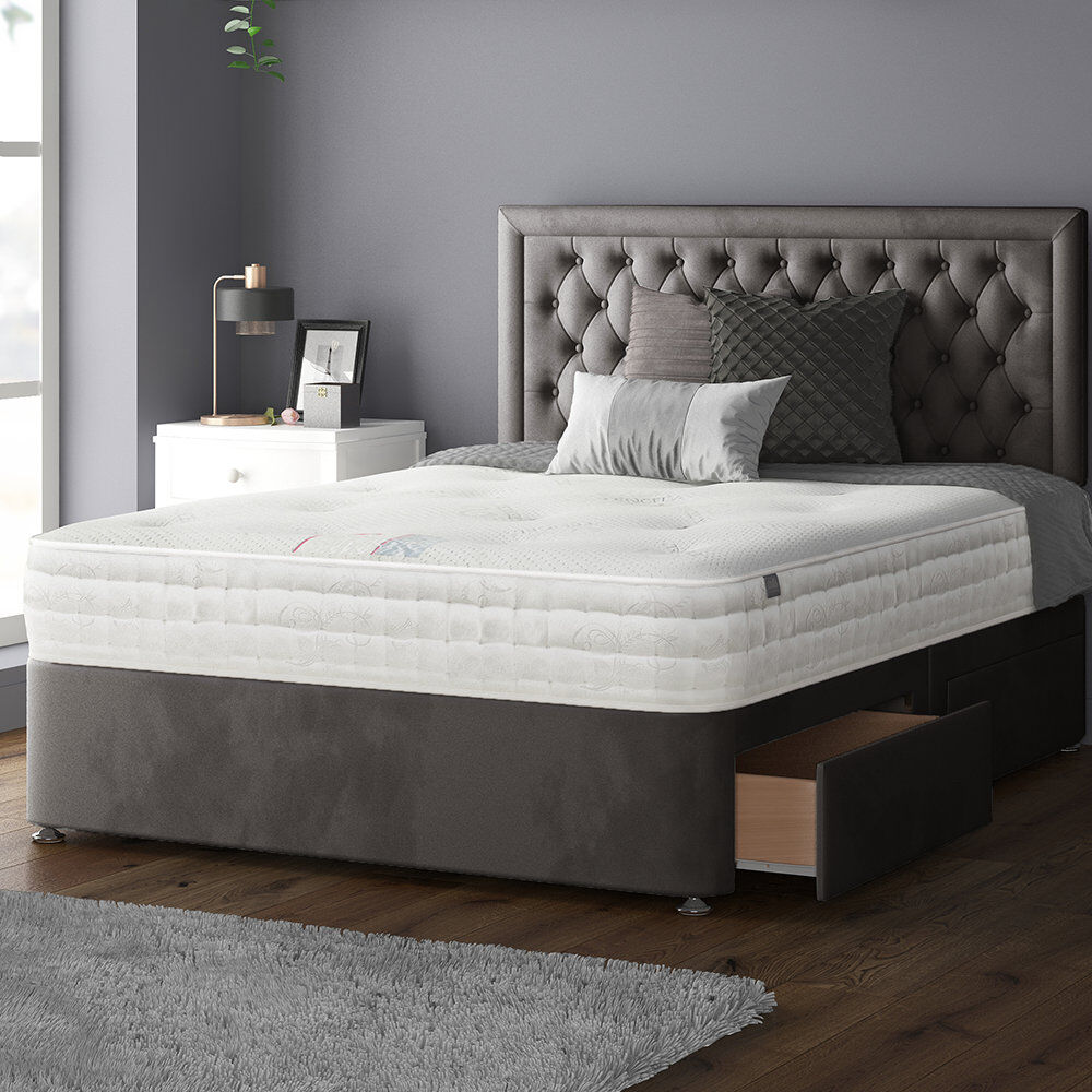 Marlow Home Co. Urbank Upholstered Divan Bed Charcoal Kingsize (5')