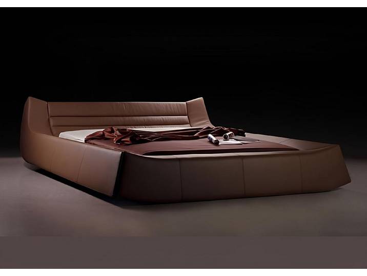 JVmoebel Polsterbett Polsterbett in Braun aus Leder und Stoff für modernes Schlafambiente (Bett), Made in Europa