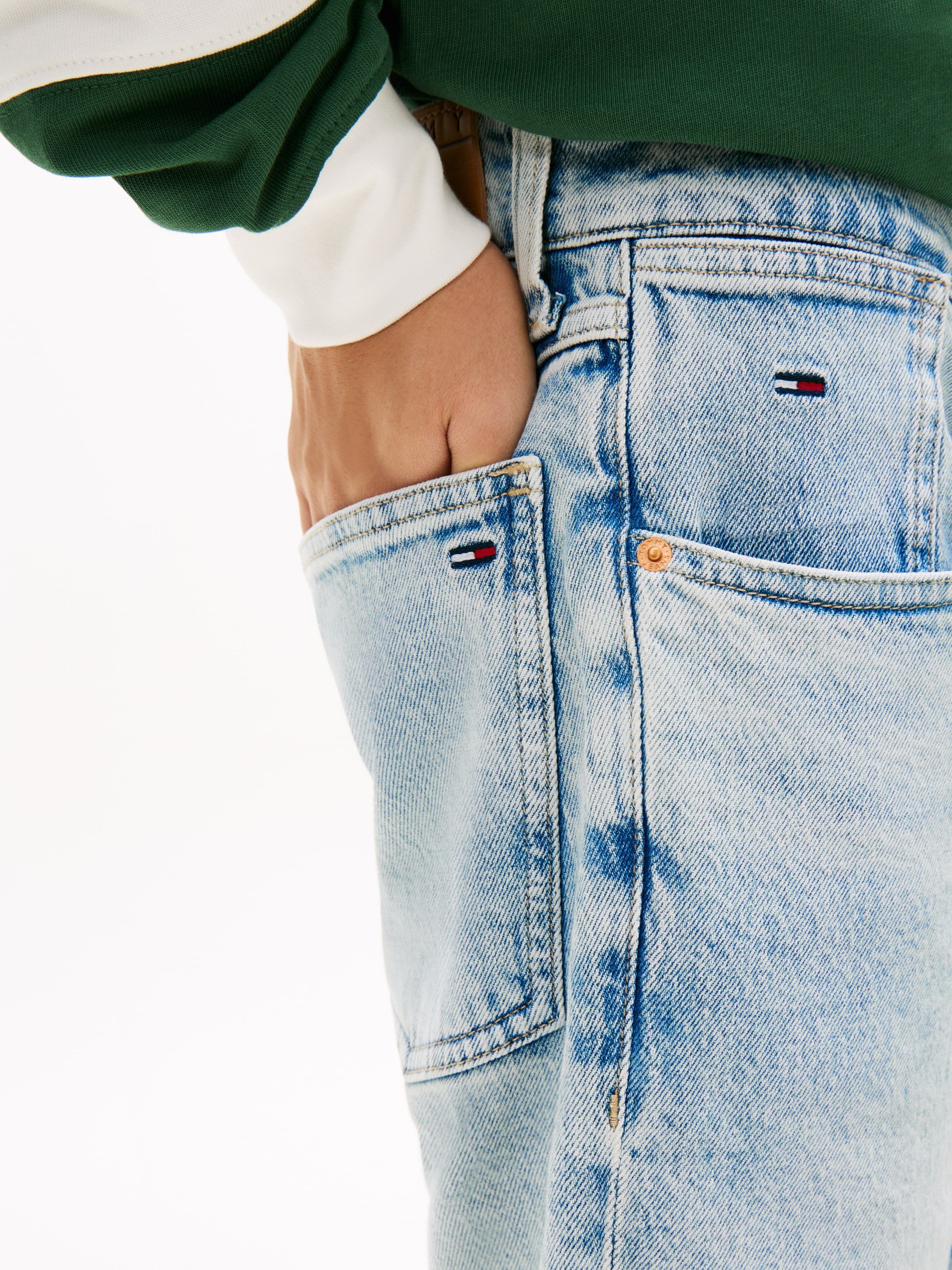 Shorts TOMMY JEANS "RONNIE", Herren, Gr. 30, N-Gr, denim light, Denim/Jeans, Obermaterial: 99% Baumwolle, 1% Elasthan, unifarben, regular fit kurz, Hosen Shorts, Regular fit mit Taschen denim light 30, N-Gr
