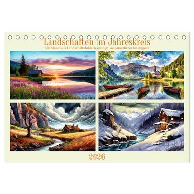 Landschaften im Jahreskreis (Tischkalender 2026 DIN A5 quer), CALVENDO Monatskalender