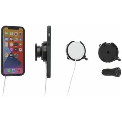 Brodit MagSafe Halter mit Kugelgelenk und KFZ-Ladeadapter, Smartphone Halterung, Schwarz