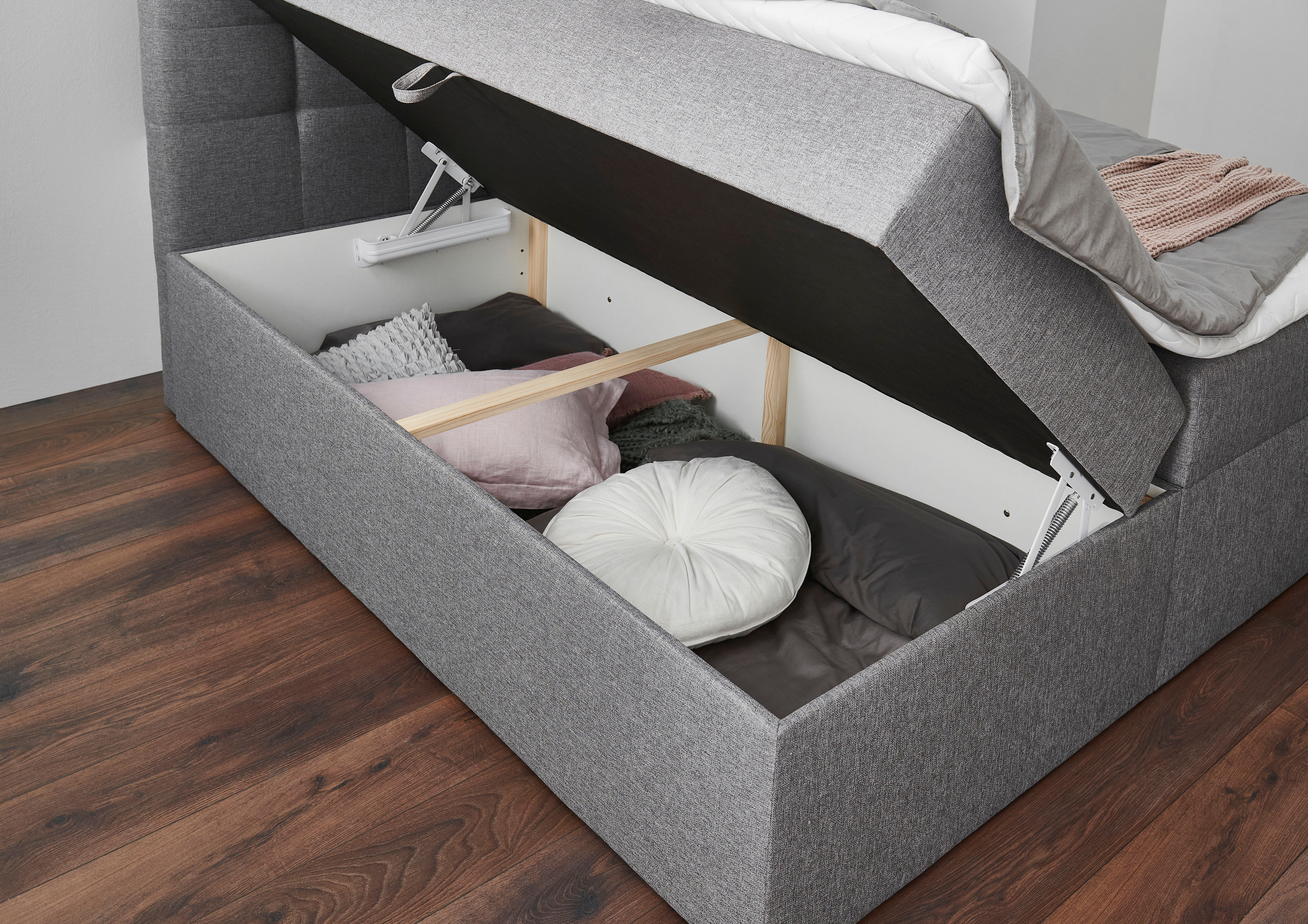 Boxbett HOME AFFAIRE, rosa, B:142cm L:210cm, Komplettbetten, Boxbett, Nische im Bettkasten für zusätzlichen Stauraum