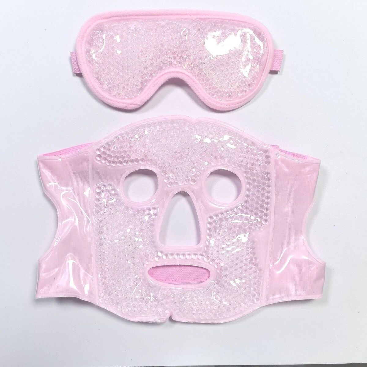INF Gel-Perlen-Gesichtsmaske und Augenmaske Kombi-Set für Heiß- und Kältetherapie – Wiederverwendbare Gel-Perlen Kühl- und Rosa