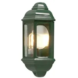 Wandleuchte Halbschale Cagliari, grun, klares Glas