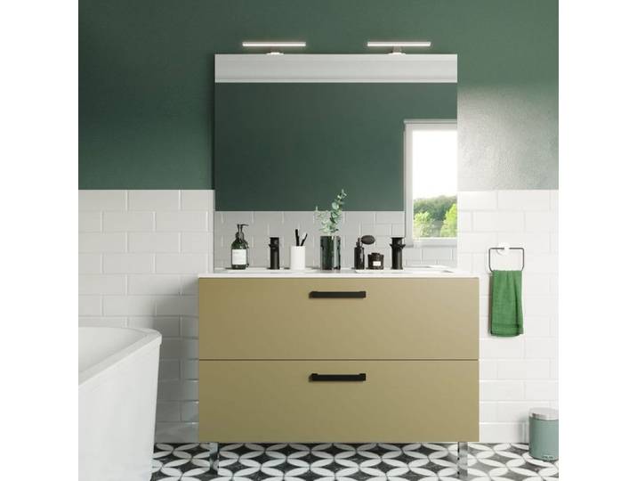 Meuble de salle de bain double vasque 120cm 2 tiroirs Vert - Chelsea