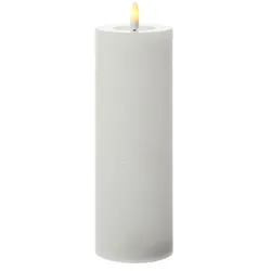441 LED Kerze LINA Rustik Optik Echtwachskerze weiß flackernd Timer H: 20cm D: 7cm