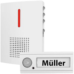 Böttcher-AG Türklingel weiß, LED-Blinken, 100m Funk, Set, IPX4 Spritzwasserschutz, 36 Melodien, mit Batterie