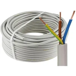 Emskabel  Stromleitung "NYM-J", 50m, isoliert 3G1,5, grau, Außen-Ø 8,2mm, Ring