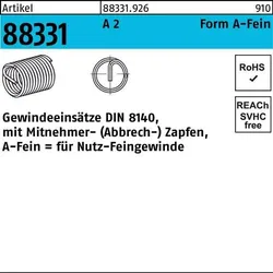 Gewindeeinsatz R 88331 FormA-Fein M8x1x16 A 2 25 Stück AMECOIL