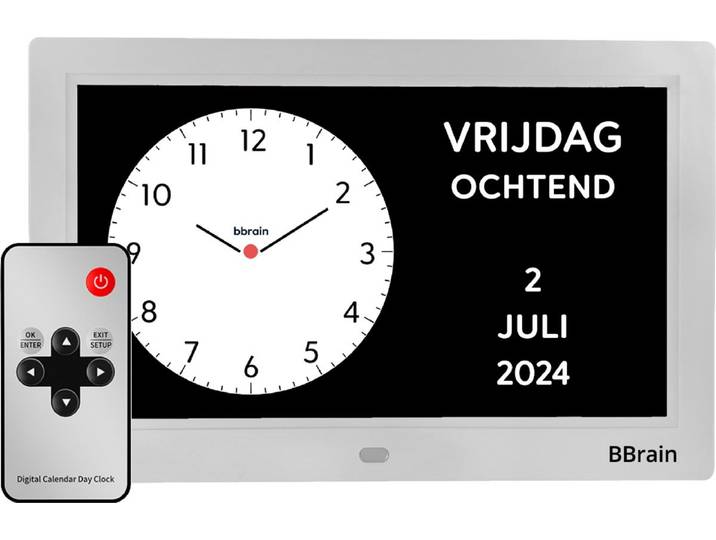 BBrain Basic Wi-Fi - Analoge Dementieklok 10 inch 21 verschillende herinneringen Medicatieherinnering Alarmfunctie Wit