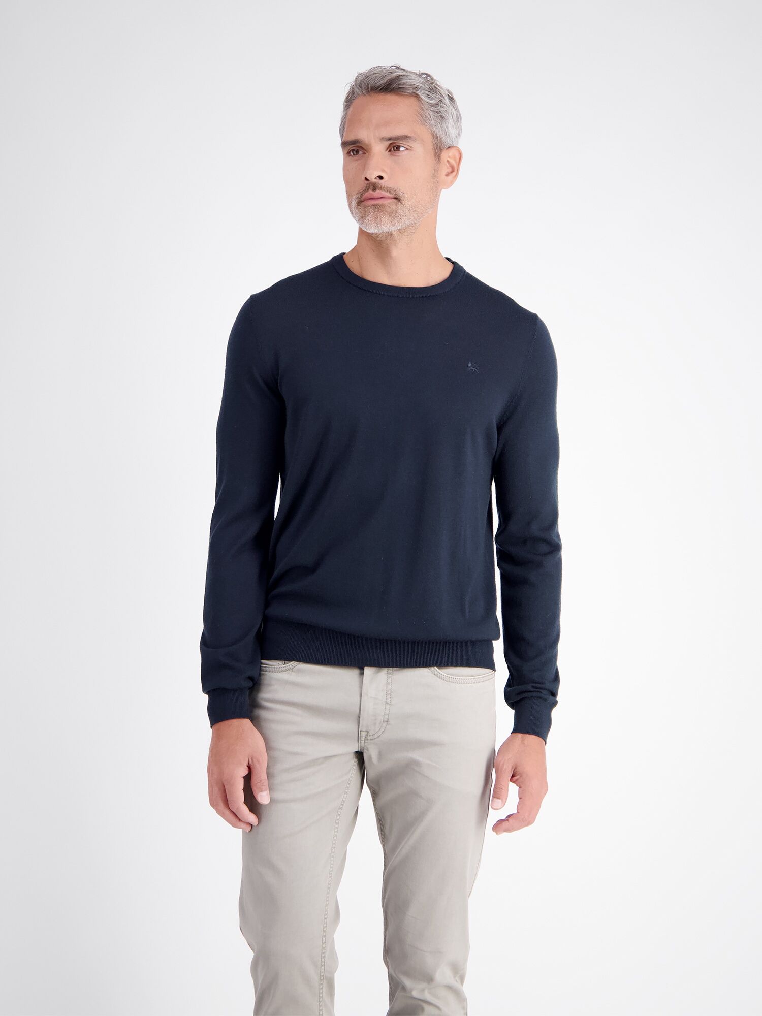 Strickpullover LERROS "Dezent gestalteter Strickpullover aus weicher Merinowolle", Herren, Gr. 3XL, blau (classic navy), 100% Schurwolle, Rundhals, Pullover Strickpullover
