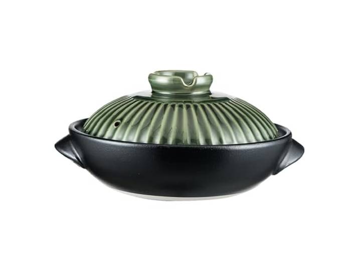 XYUERU Japanischer Tontopf,Keramik-Hot Pot schmortopf langsamer Eintopf, Suppentopf Mit Deckel Doppelgriff Hitzebeständiges Rundes Kochtopf Für Eintopfsuppennudeln(2.8L)