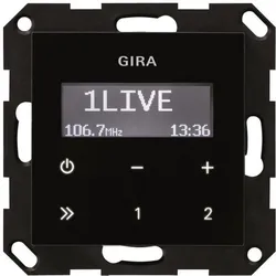 Gira UP Radio RDS o.Lautsprecher 228405 System 55 Schwarzglasoptik, Schalter + Taster, Schwarz