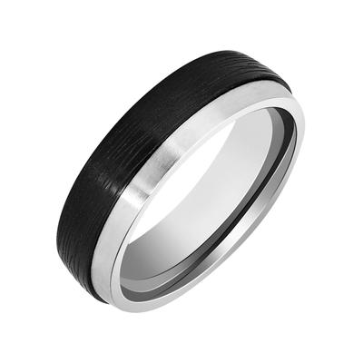 Partnerring AKZENT "Urban Vows" Silber - Schlicht - Nickelfrei- Wasserfest" Gr. 62, schwarz (bicolor58), Fingerringe, Herren, 62, Edelstahl