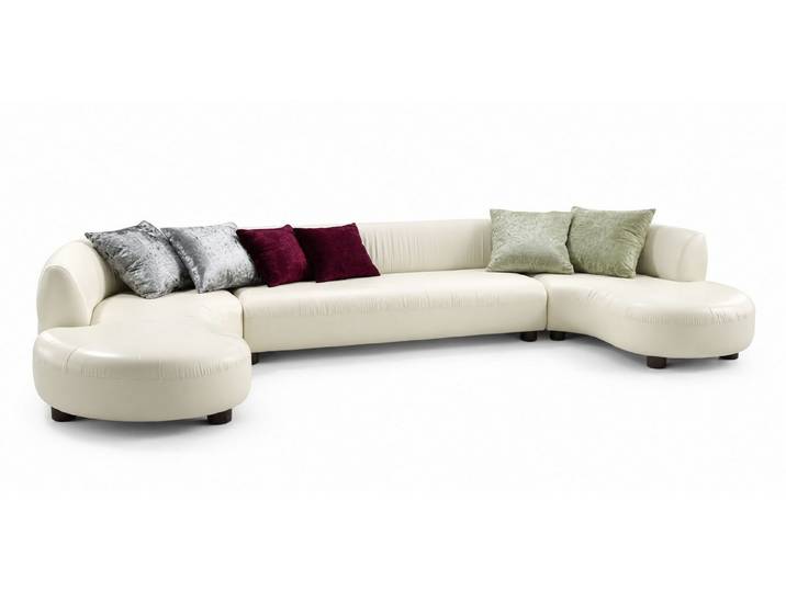 JVmoebel Ecksofa Ecksofa U-Form Weiß Modern Leder Holz Wohnzimmer Polstersofa Sitzmöbel, 1 Teile