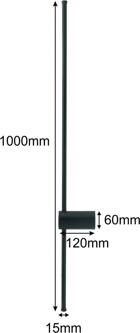 Idealed Zwarte verticale LED-wandlamp, 7W, CCT, 100 cm, model ID-9073