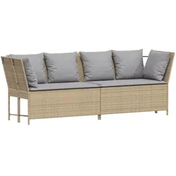 vidaXL Gartensofa mit Kissen Beige Poly Rattan