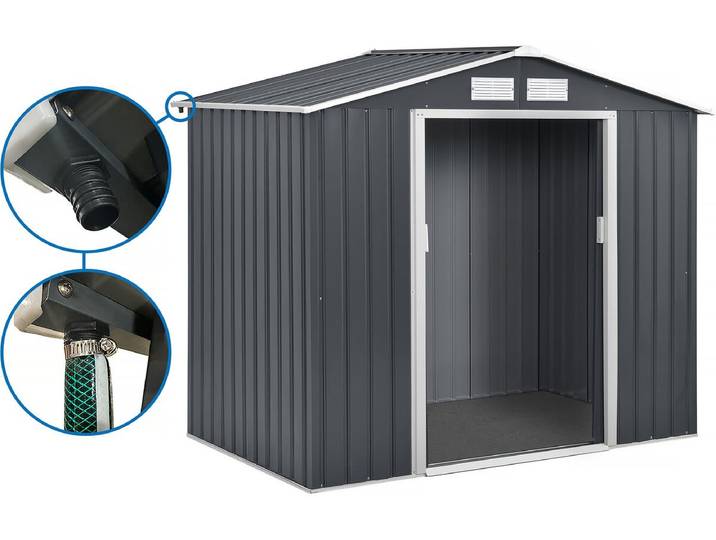 Abri de jardin en métal - Vegas - 4.07 m² avec gouttière