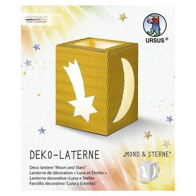URSUS Laternenzeit Deko-Laterne Mond & Sterne, sonnengelb