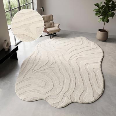 Teppich OTTO HOME "Zebra, besondere Form, Animal-Look", beige (cream), B:120cm H:12mm L:180cm, Kunstfaser, Teppiche, Teppich, moderner Animal-Print, Tiermotiv, Wohnzimmer, Schlafzimmer