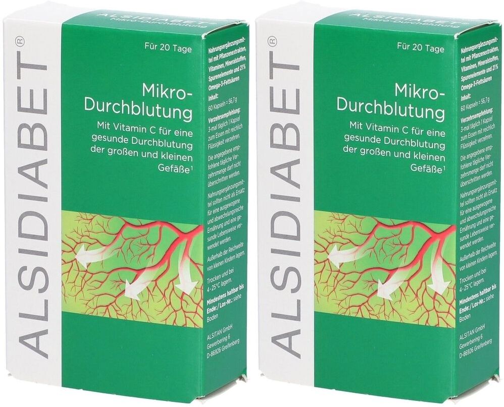 ALSIDIABET  Alsidiabet Diabetiker Mikro Durchblutung Kapseln 2x 2x60 St