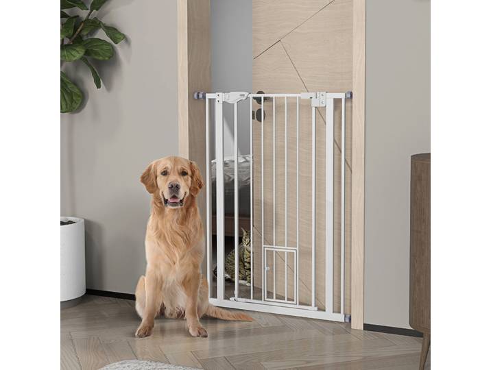 PawHut Barrière Sécurité 104cm Double Verrou Sans Percage