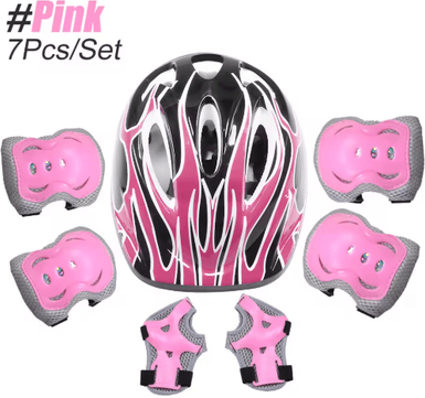 Inspire Picks 6 Piece Knee & Elbow Pads Set With Wrist Guards Multi Sport Protective Gear For Kids & Adults pink 7pcs