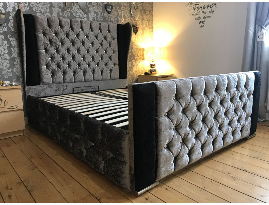 FunkyBedz Discounted Beds Upholstered Bed Gray Double (4'6)