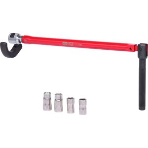 KS-Tools Standhahnmutterschlüssel 123.0040, 6-teiliges Set, 13-32 mm Spannweite, 260 mm, mit Klaue & 4 Stecknüssen 9-12 mm