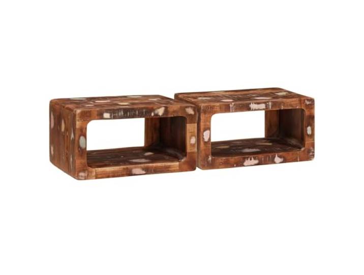 KDVXBCQJH Nachttisch 2er Set Braun Massives Upcycling-Holz 45x30x24 cm Kompakter Beistelltisch fürs Schlafzimmer mit Schublade und Ablage für nützlichen Stauraum direkt neben dem Bett.