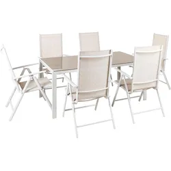 GARTENMÖBEL SET 6-Sitzer Aluminium beige Catania