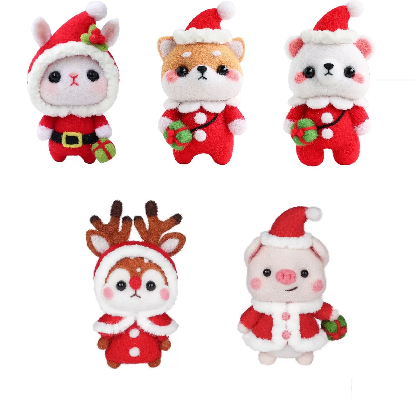 INF Handgemachtes DIY Wollfilz Basis Weihnachts-Hasen-Set