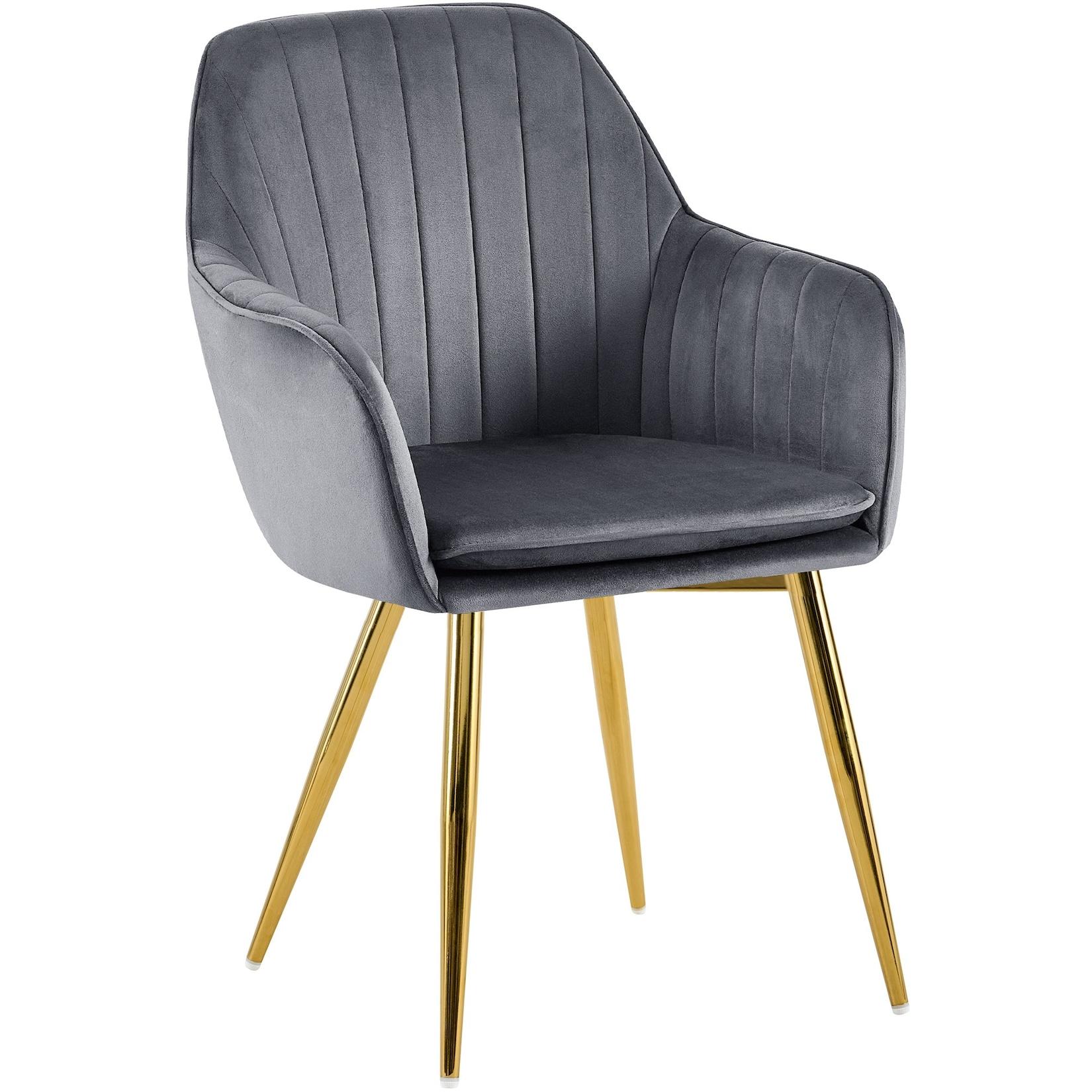 CLP Esszimmerstuhl Cheryl Samt gold Farbe: dunkelgrau, Gestell Farbe: gold