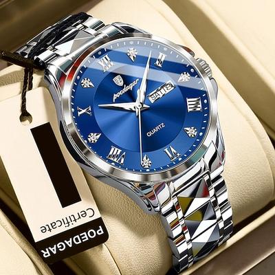 Modische neue Herrenarmbanduhr der Marke 883 aus Edelstahl, luxuriöse, leuchtende, wasserdichte Herrenarmbanduhr mit Doppelkalender.