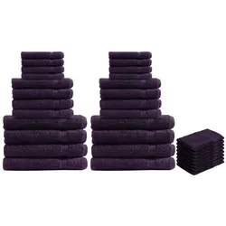 Casativo, Handtücher, 32-teiliges Handtuch-Set Frottee, je 8 Gäste-, Hand-, Duschtücher & Waschlappen, aubergine (30 x 50 cm, 70 x 140 cm)