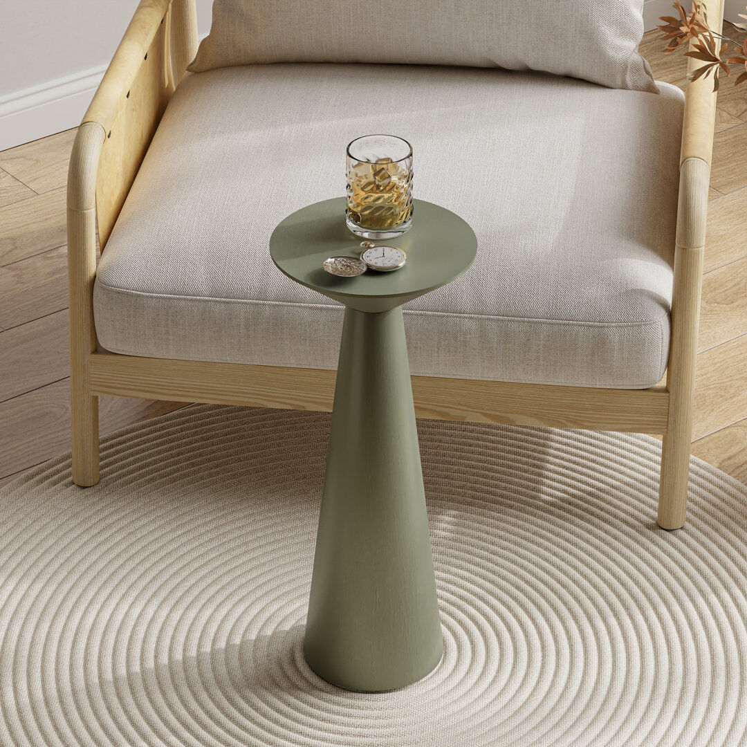 Blue Elephant Solid Wood Top Pedestal Round Side Table Dark Green 57.9cm H x 24.9cm W x 24.9cm D