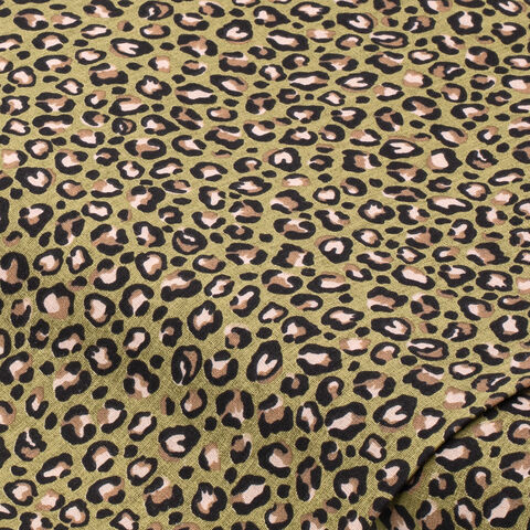 Baumwollstoff Leo-Print "Mona", khaki-color