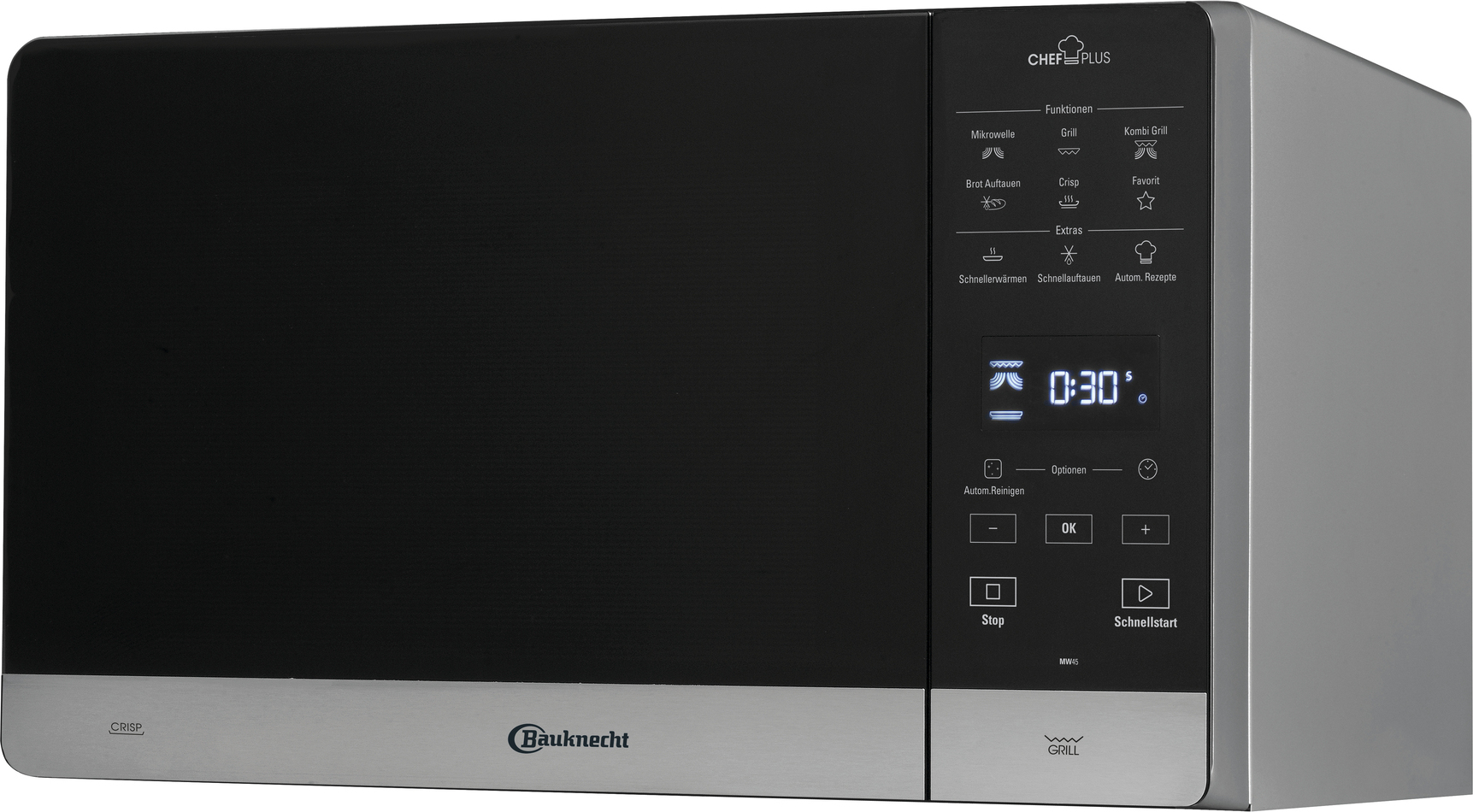 Bauknecht MW 45 SL Mikrowelle, Crisp-Syste, Brot auftauen, AutoClean-Programm