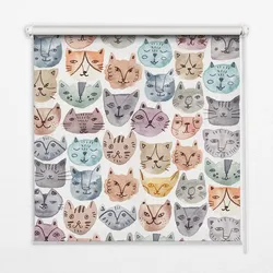 INNENROLLO - Fensterrollo - Rollo - 80x140 cm - Bunte Katzengesichter
