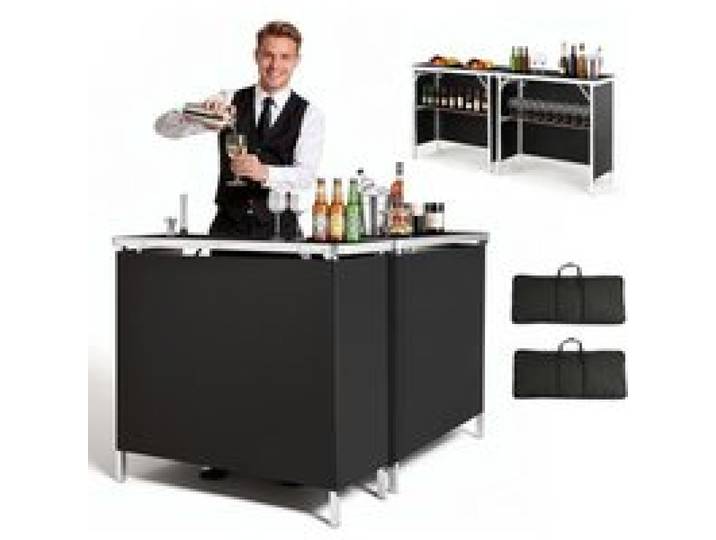 VEVOR Messetheke Klappbar, 2er-Pack 980x385x870 mm, Empfangstheke mit Tragetasche, Ablagefach, Rezeptionstheke, Messestand, Bartisch, Faltbare Mobile Barstation für Veranstaltungen, Partys & Messen