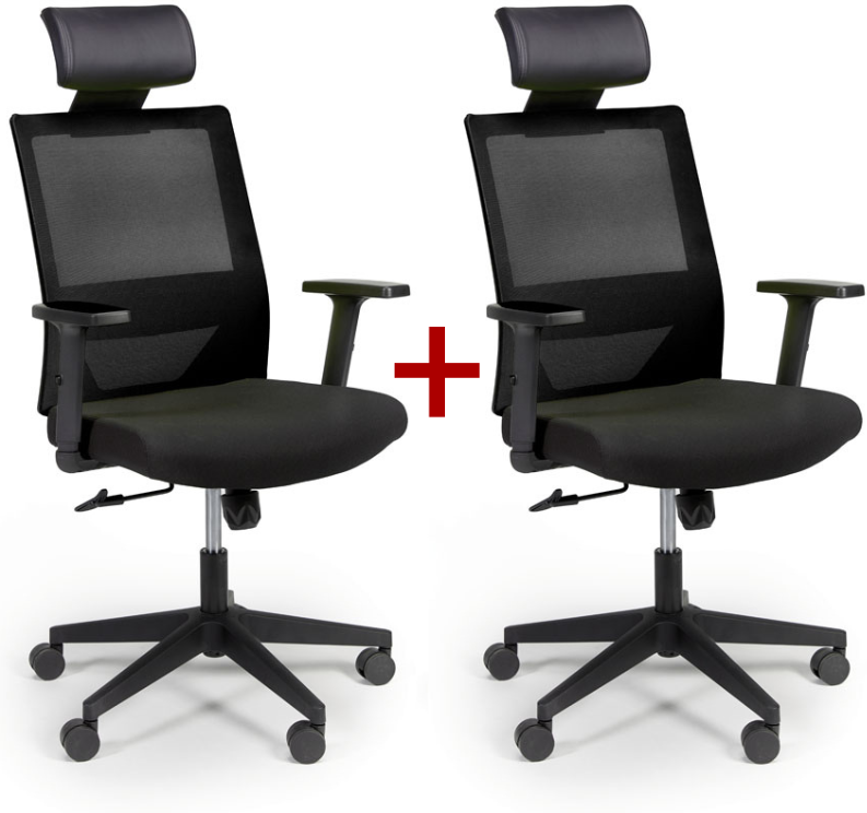 B2B Partner Kancelářská židle WOLF 1+1 ZDARMA, černá