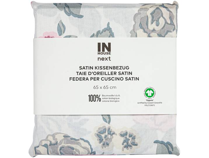 Inhouse Kissen Gots Satin 65x65 Rosen weiss